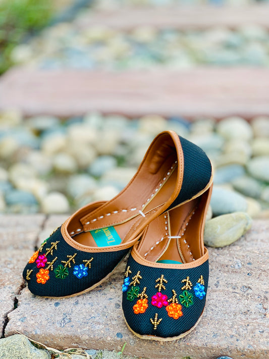 Gulzar - Black Sophisticated Beadwork Khussa-- ----- - Zumrut by Amir 