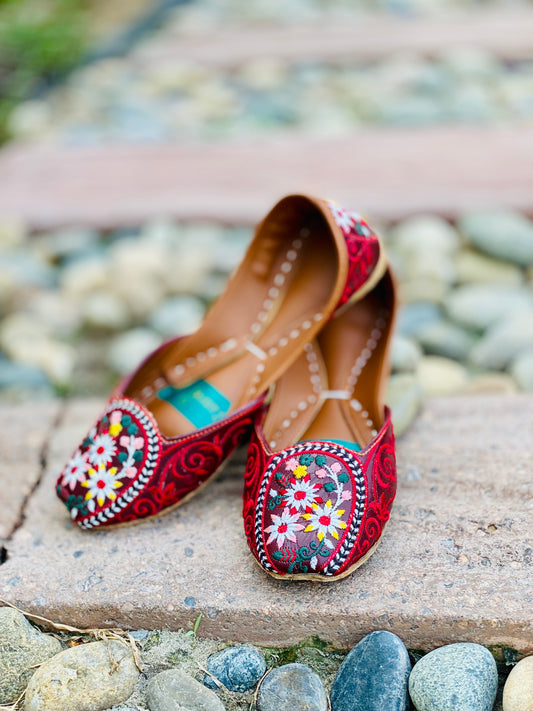 Rose Flame - Red Wedding Khussa - Zumrut by Amir 