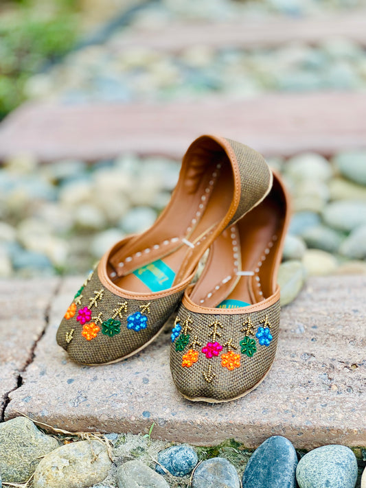 -Zauq-e-Khaas - Brown Premium Beadwork Khussa - Zumrut by Amir 