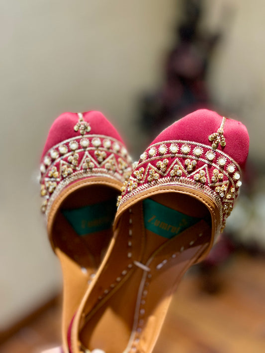 Ruby Radiance - Red Bridal Khussa - Zumrut by Amir 